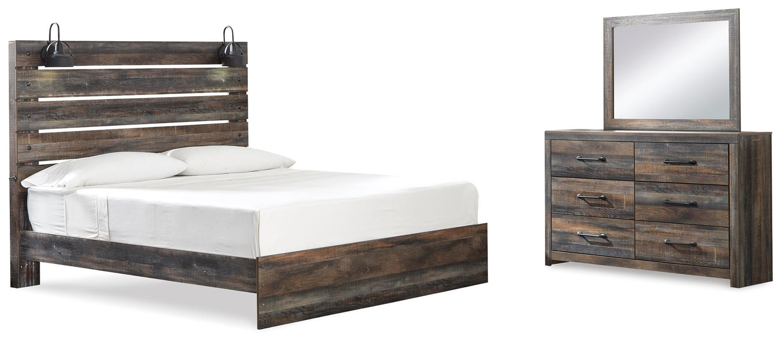 Drystan Panel Bed, Dresser and Mirror - Multi (B211-SI)
