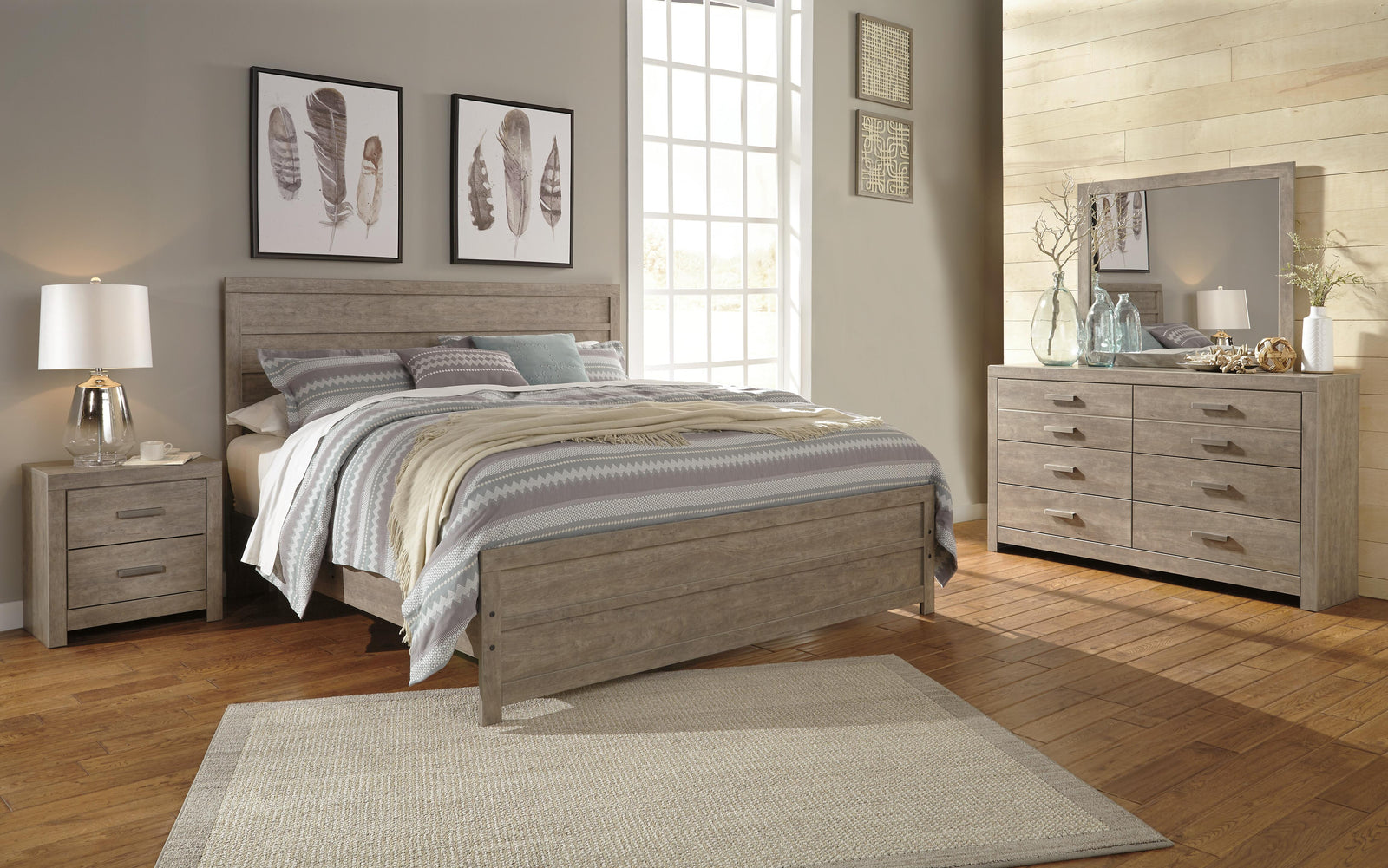 Culverbach Panel Bed, Dresser and Mirror - Gray (B070-SI) - Image 2