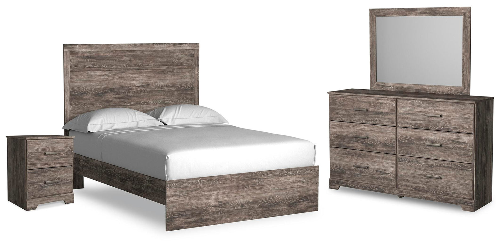 Ralinksi Panel Bed, Dresser, Mirror and Nightstand - Gray (B2587-SI)