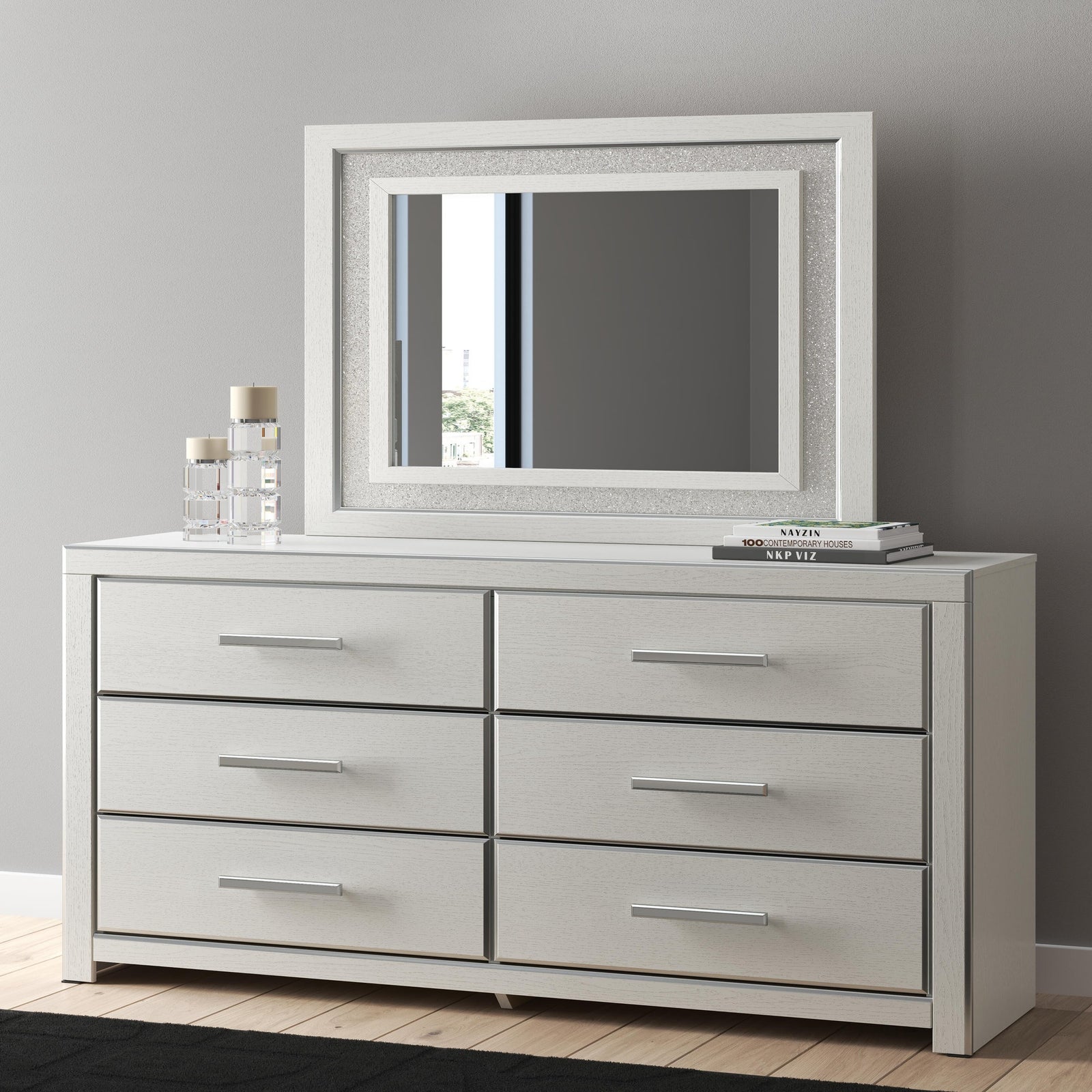 Zuraleus Queen Upholstered Bed, Dresser and Mirror (PCB3381-SI) - Image 15
