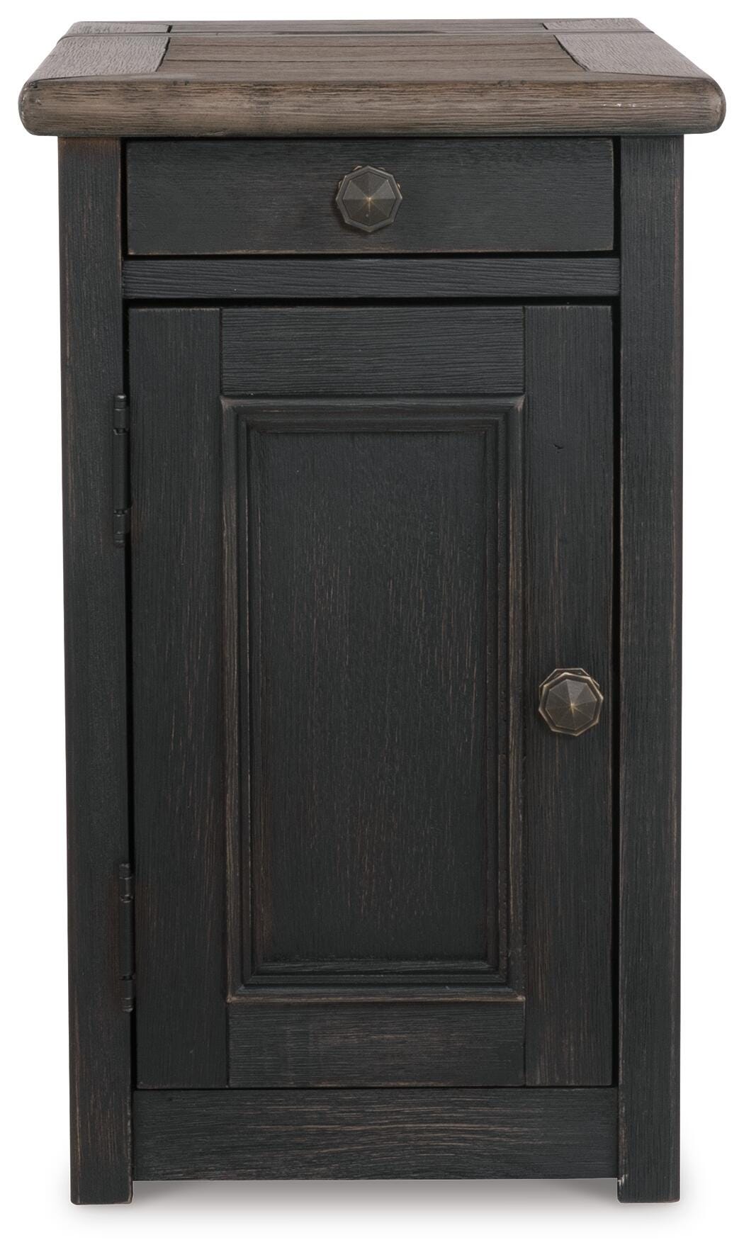 Tyler Creek Chairside End Table with USB Ports & Outlets - Grayish Brown/Black (T736-SI) - Image 5