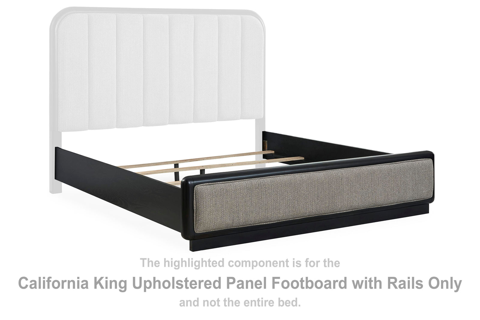 Rowanbeck Upholstered Panel Footboard with Rails - Gray/Black (B821-SI) - Image 2