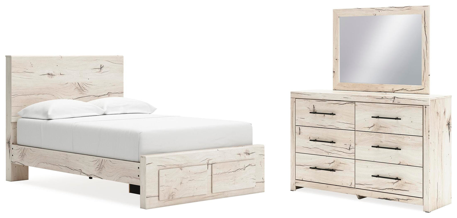Lawroy Panel Storage Bed, Dresser and Mirror - Light Natural (B2310-SI)