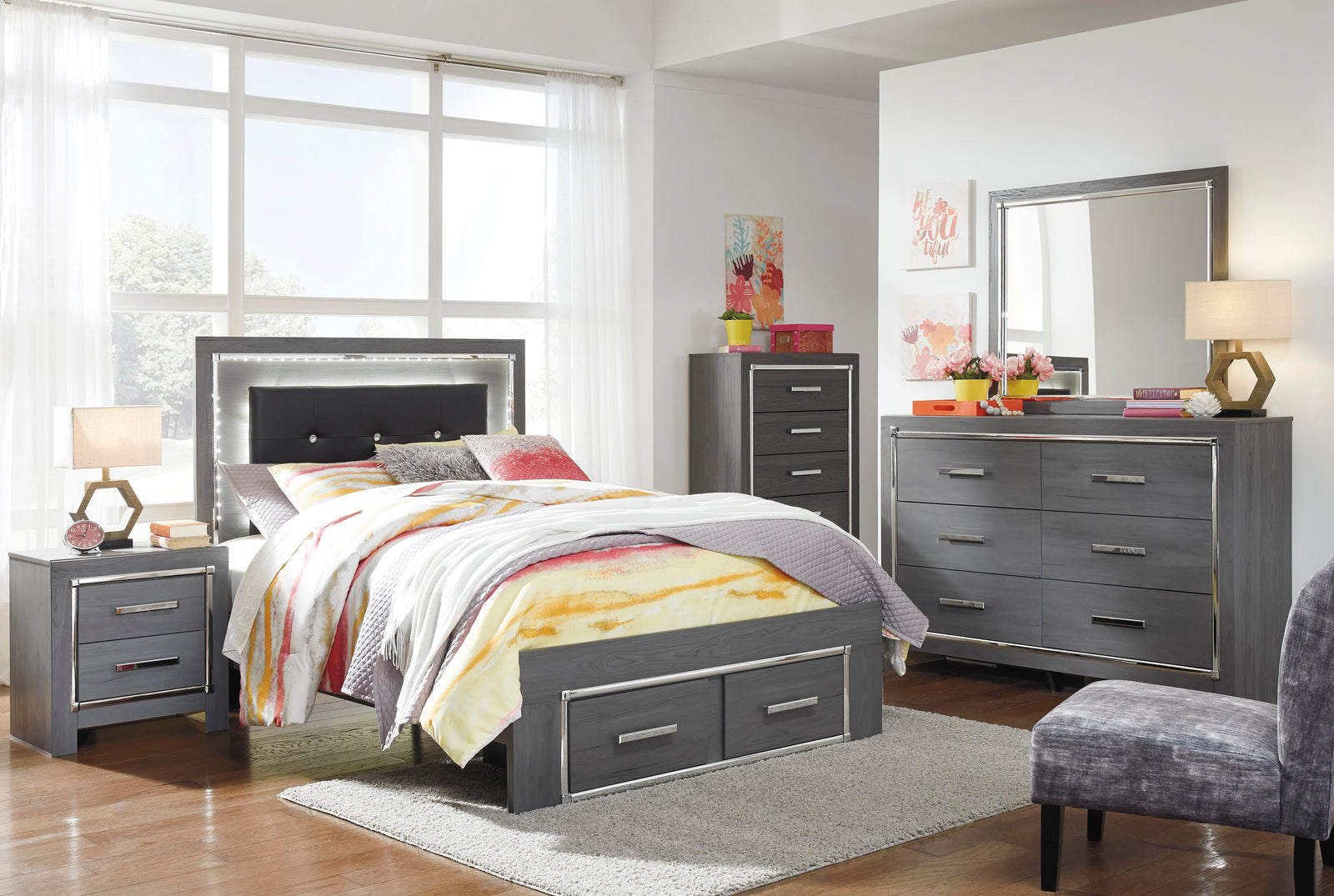 Lodanna Panel Bed with 2 Storage Drawers (Youth) - Gray (B214-SI) - Image 7