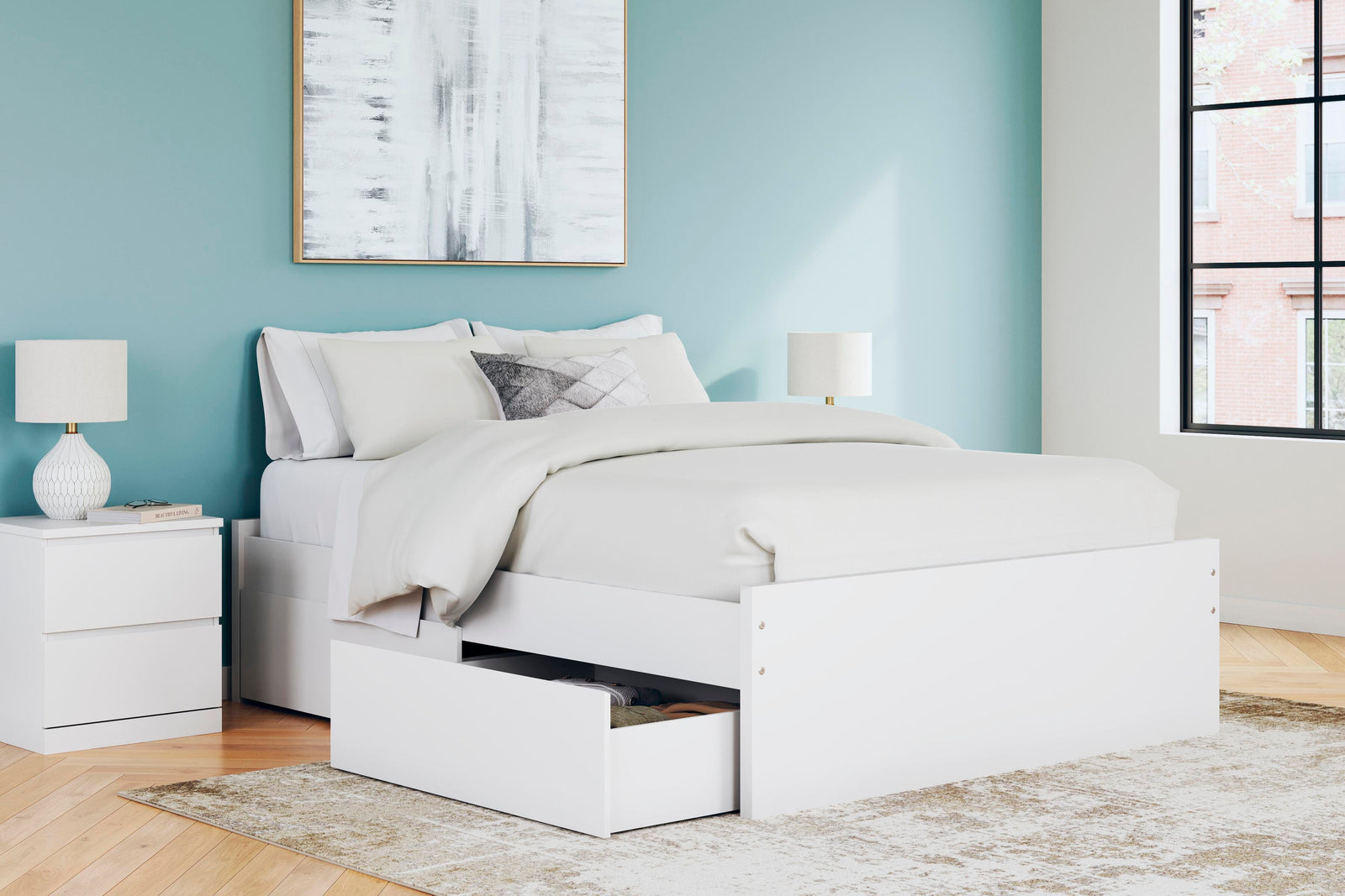 Onita Platform Bed with 1 Side Storage - White (EB9630-SI) - Image 10