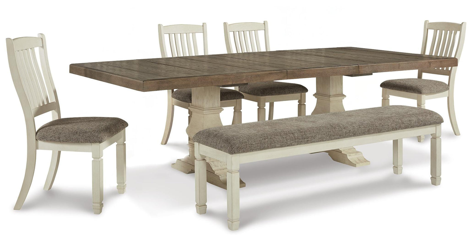 Bolanburg Extension Dining Table, 4 Chairs and Bench (D647-SI)