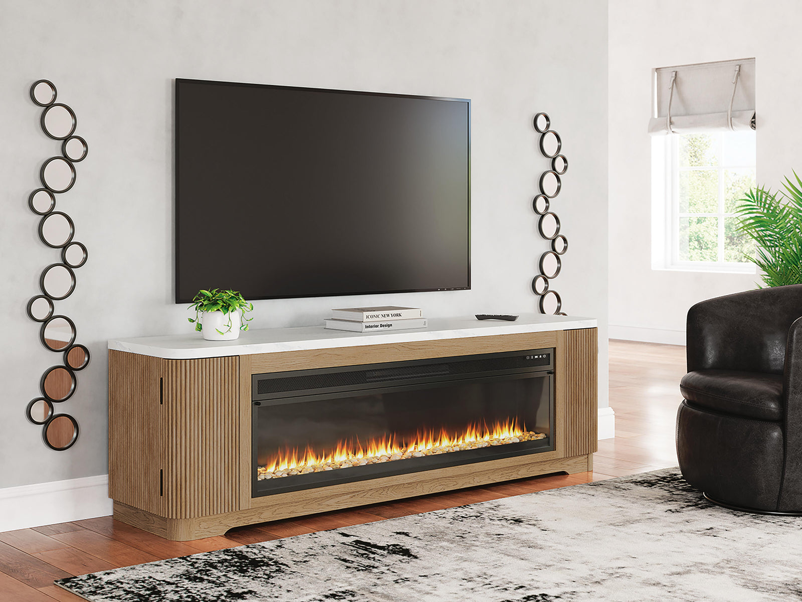 Camdill 80 TV Stand with Electric Fireplace (W808-SI) - Image 3