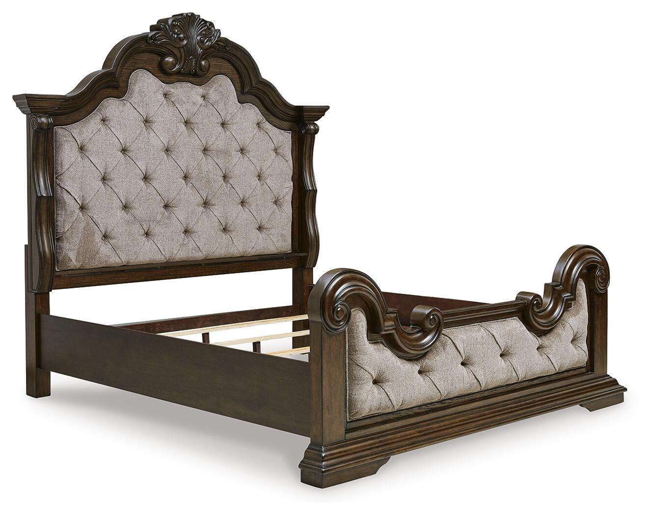 Maylee Upholstered Bed, Dresser and Mirror - Dark Brown (B947-SI) - Image 5