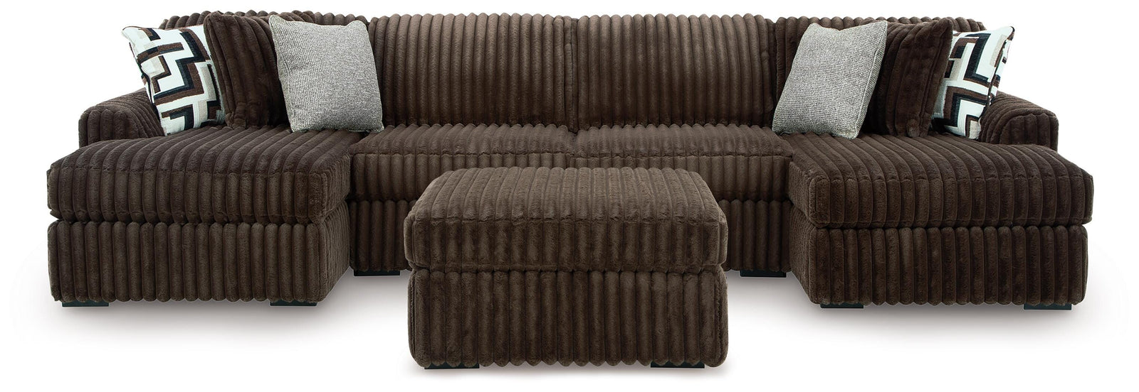 Midnight-Madness 3-Piece Double Chaise Sectional and Ottoman (98104-SI)