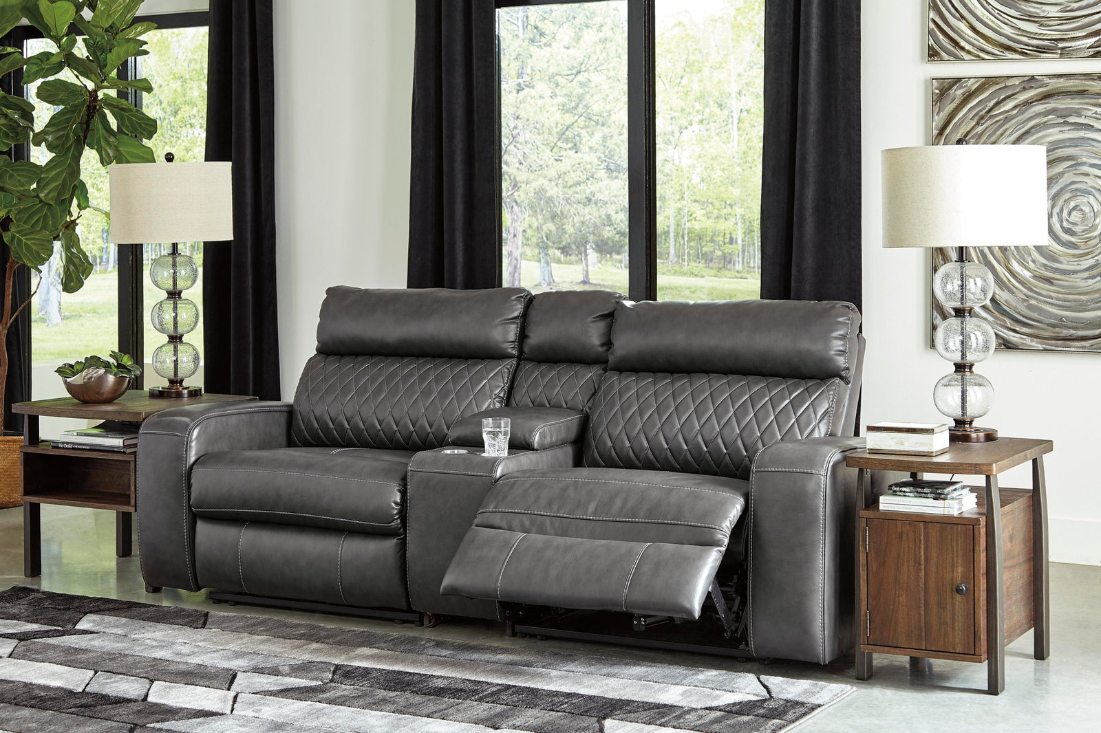Samperstone 3-Piece Power Reclining Sectional Loveseat (55203-SI) - Image 3