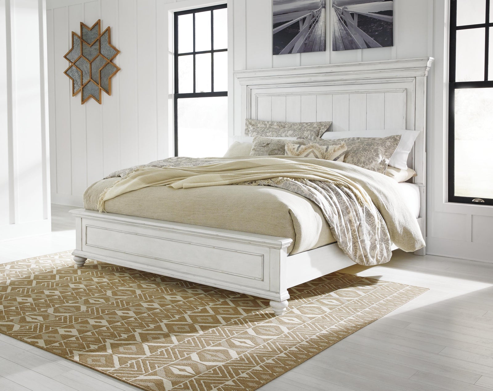 Kanwyn Panel Bed, Dresser, Mirror and Nightstand - Whitewash (B777-SI) - Image 13