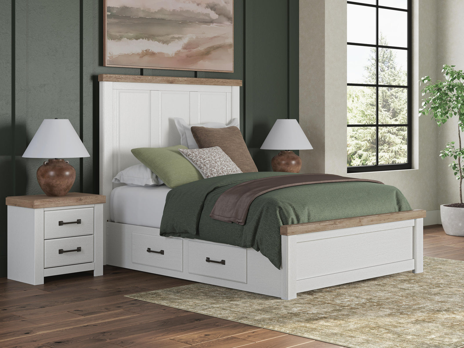Savonport Panel Bed with Storage - White/Brown (B4615-SI) - Image 9