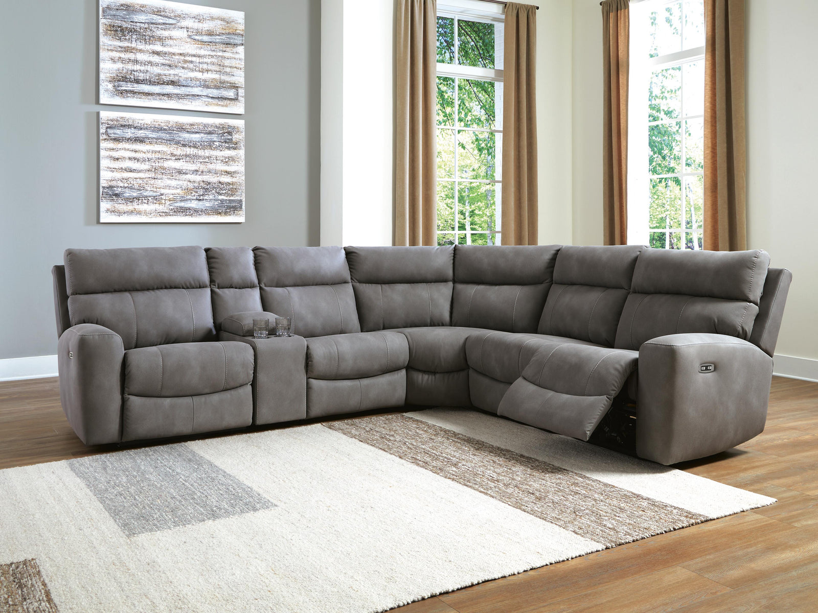 Next-Gen Durapella 6-Piece Power Reclining Sectional (61003-SI) - Image 2