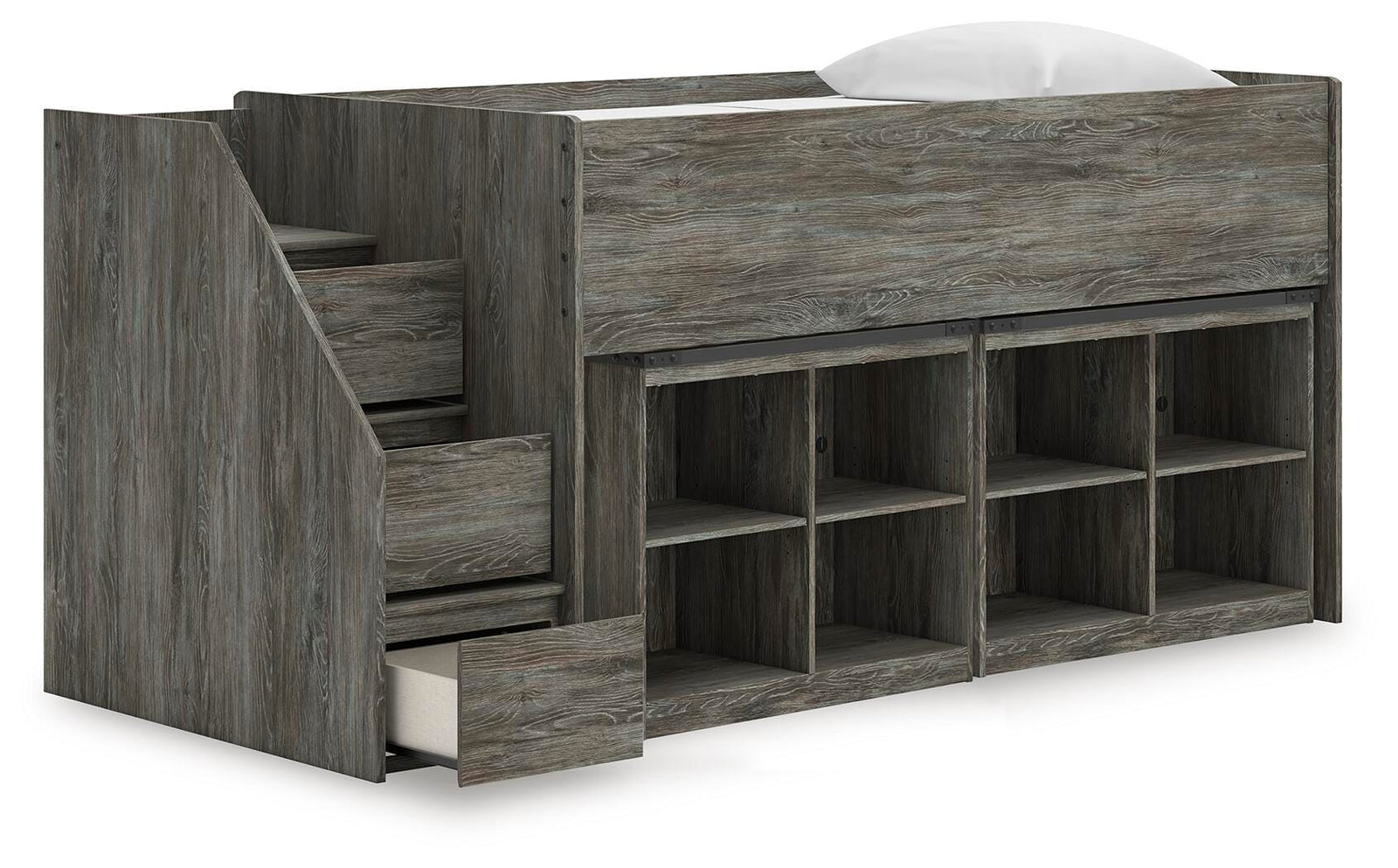 Frandern Loft Bed with Bookcase Storage (Youth) - Warm Gray (B4480-SI) - Image 4