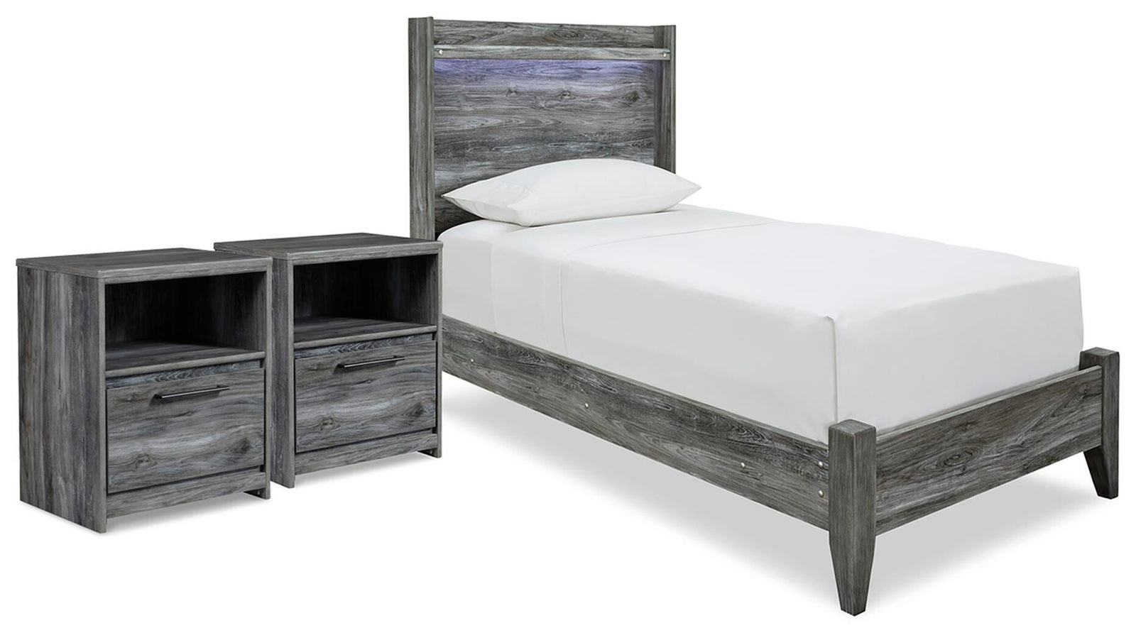 Baystorm Panel Bed and 2 Nightstands (B221-SI)