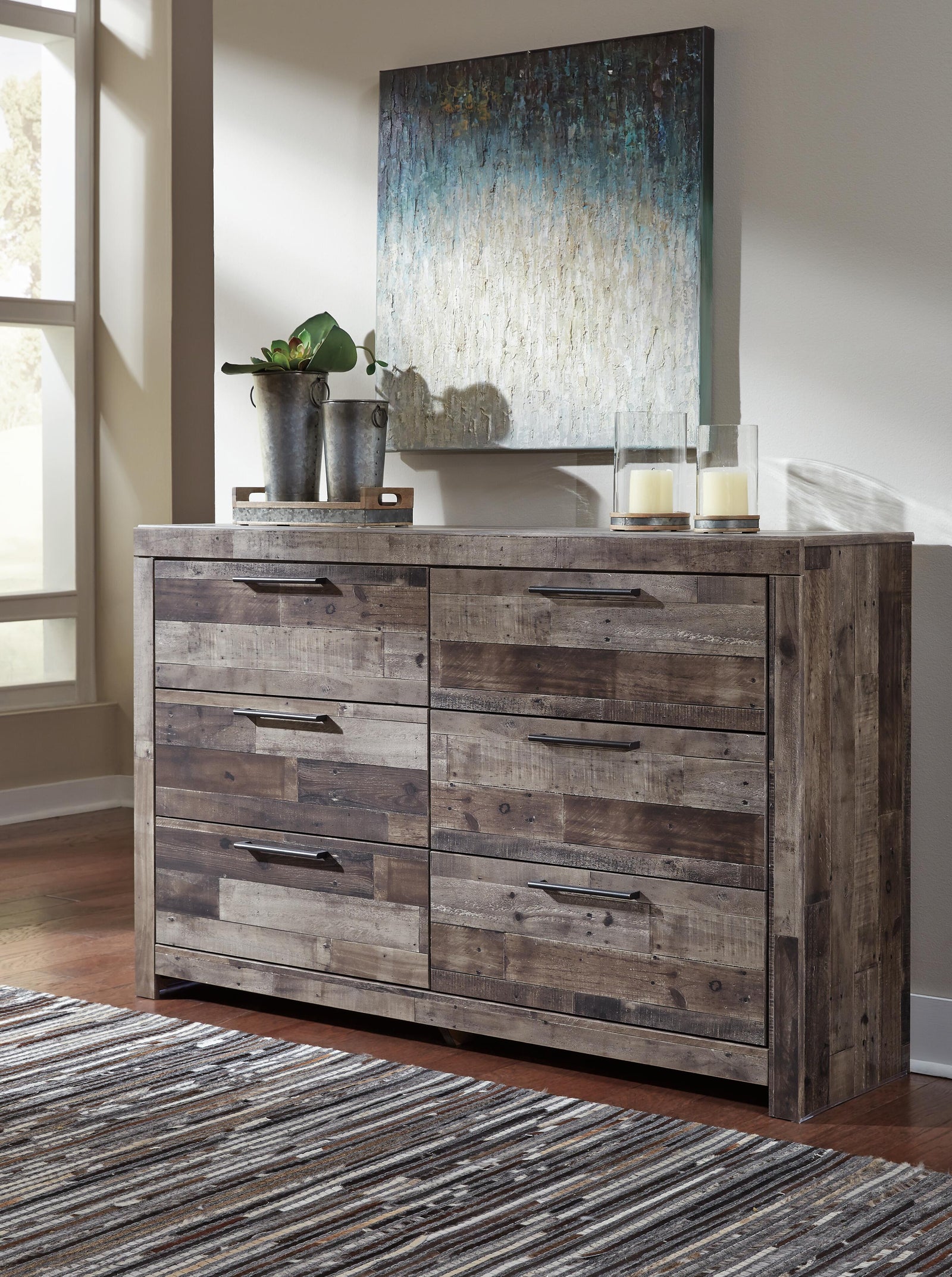 Derekson Panel Storage Bed and Dresser - Multi Gray (B200-SI) - Image 4