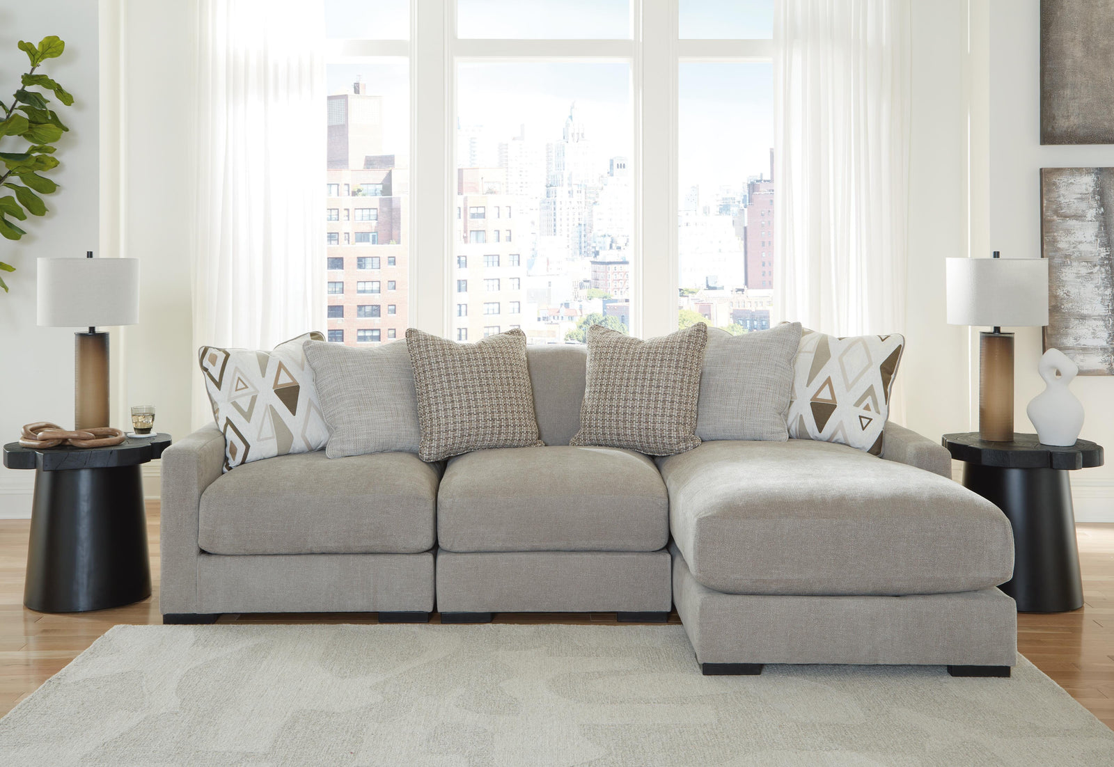 Aslan Court 3-Piece Sofa Sectional with Chaise (20305-SI) - Image 2