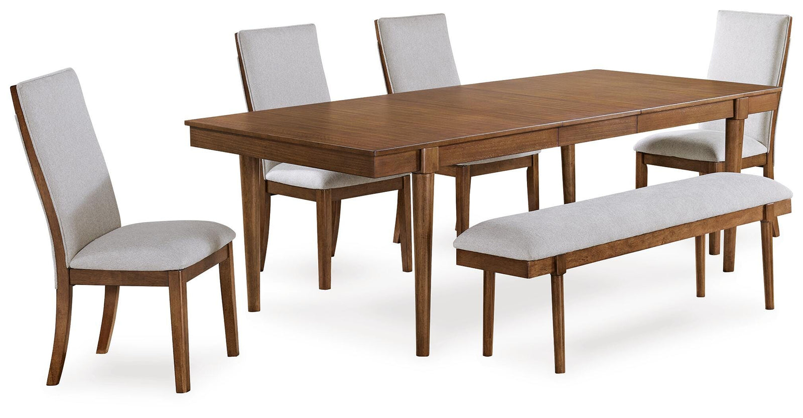 Lyncott Extension Dining Table, 4 Chairs and Bench (D615-SI)