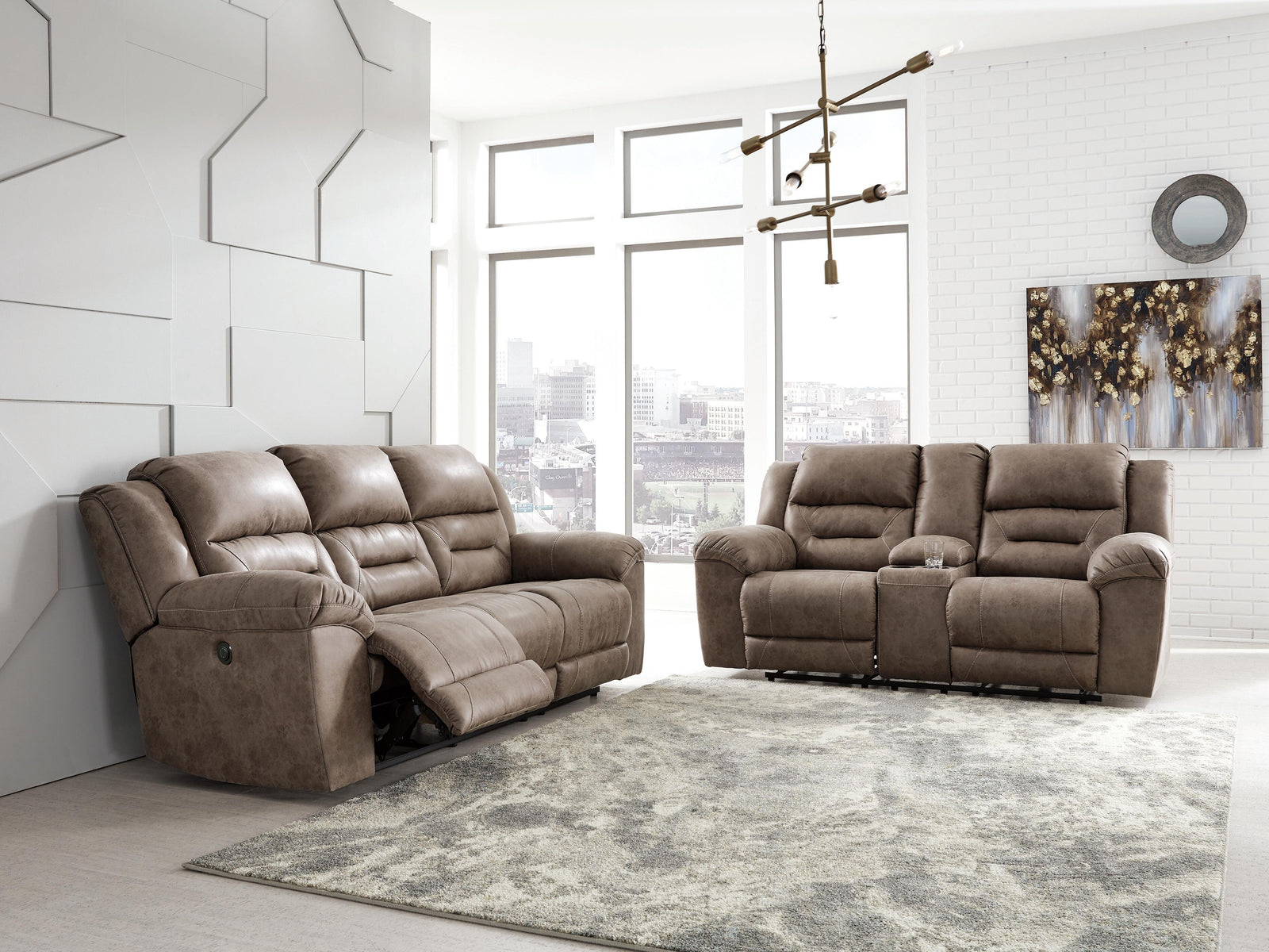Stoneland Power Reclining Sofa and Loveseat (39905-SI) - Image 2
