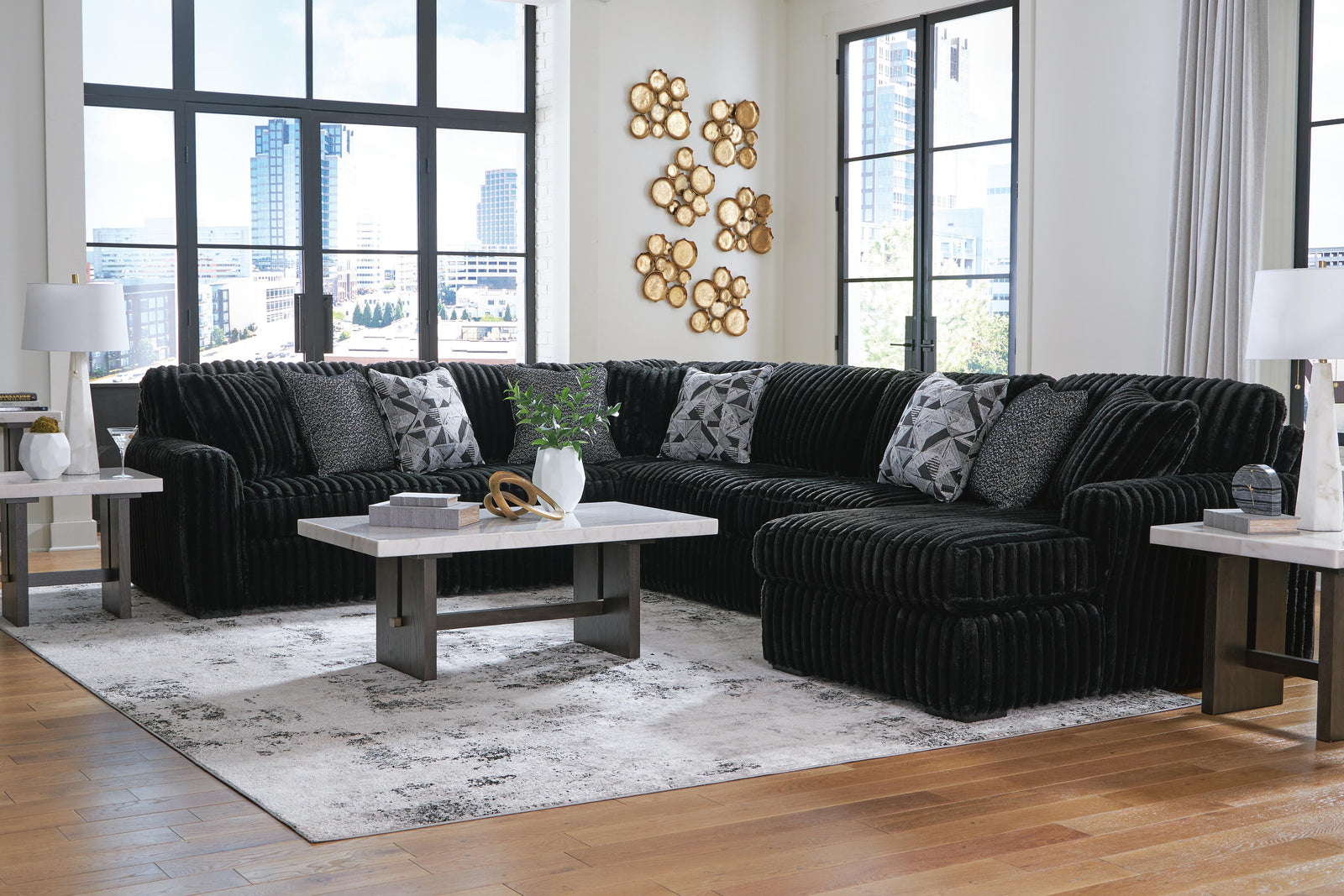 Midnight-Madness 4-Piece Sectional with Chaise (98103-SI) - Image 4