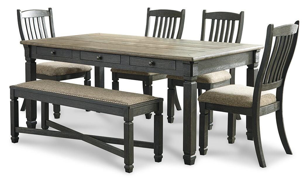 Tyler Creek Dining Table, 4 Chairs and Bench (D736-SI)