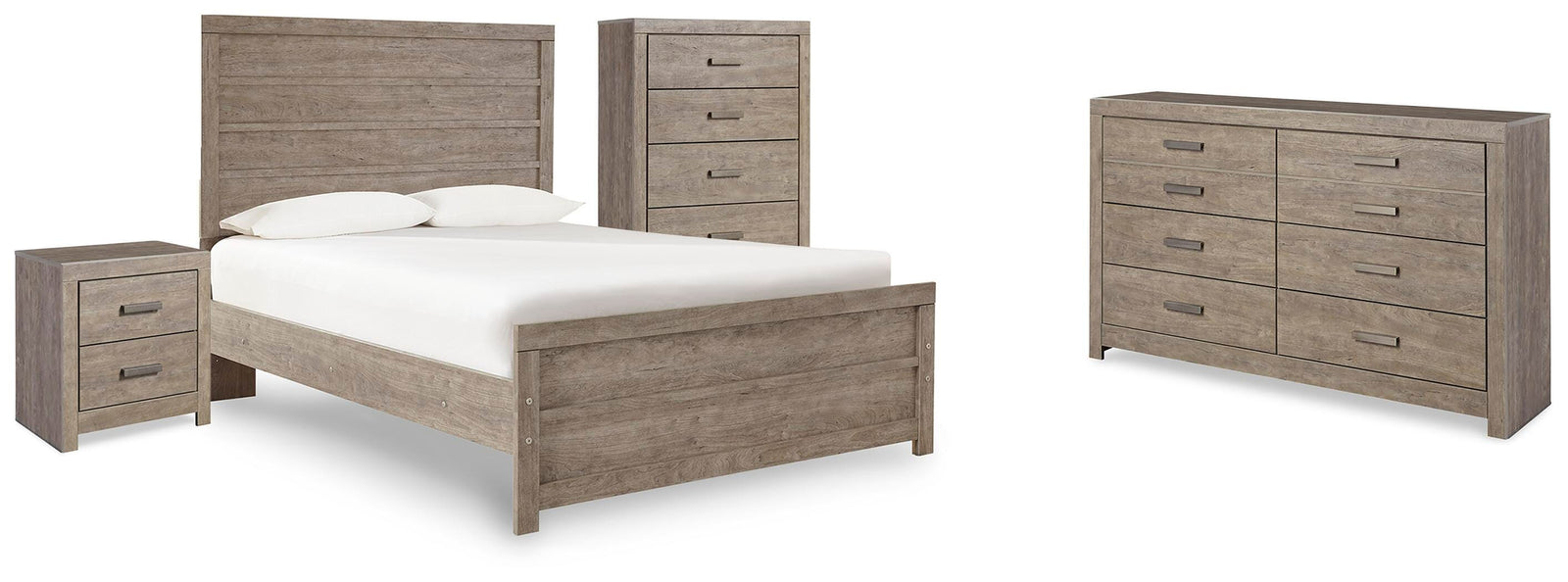 Culverbach Panel Bed, Dresser, Chest and Nightstand - Gray (B070-SI)