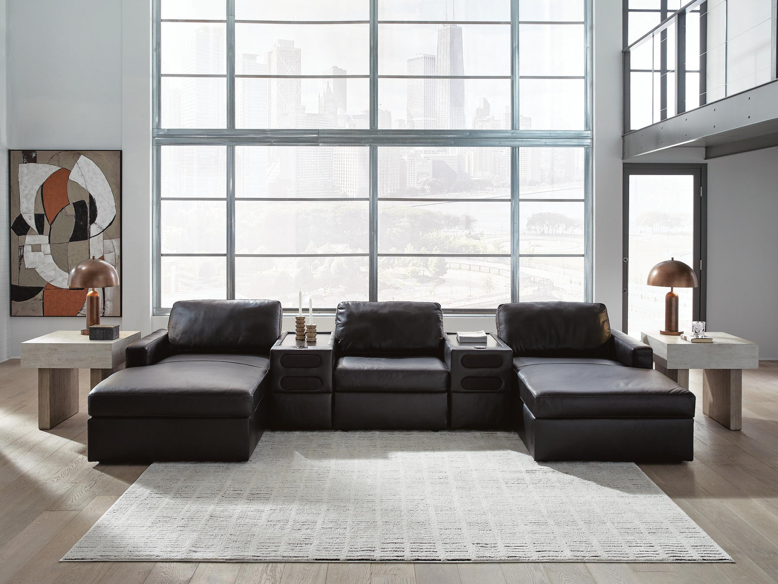 Modmax II 5-Piece Double Chaise Sectional with Audio Consoles (74305-SI) - Image 2