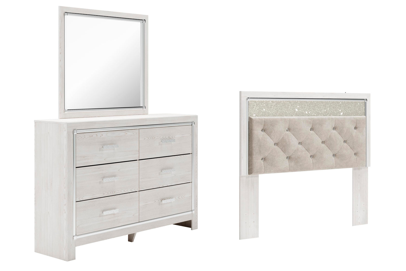 Altyra Panel Headboard, Dresser and Mirror - White (B2640-SI)