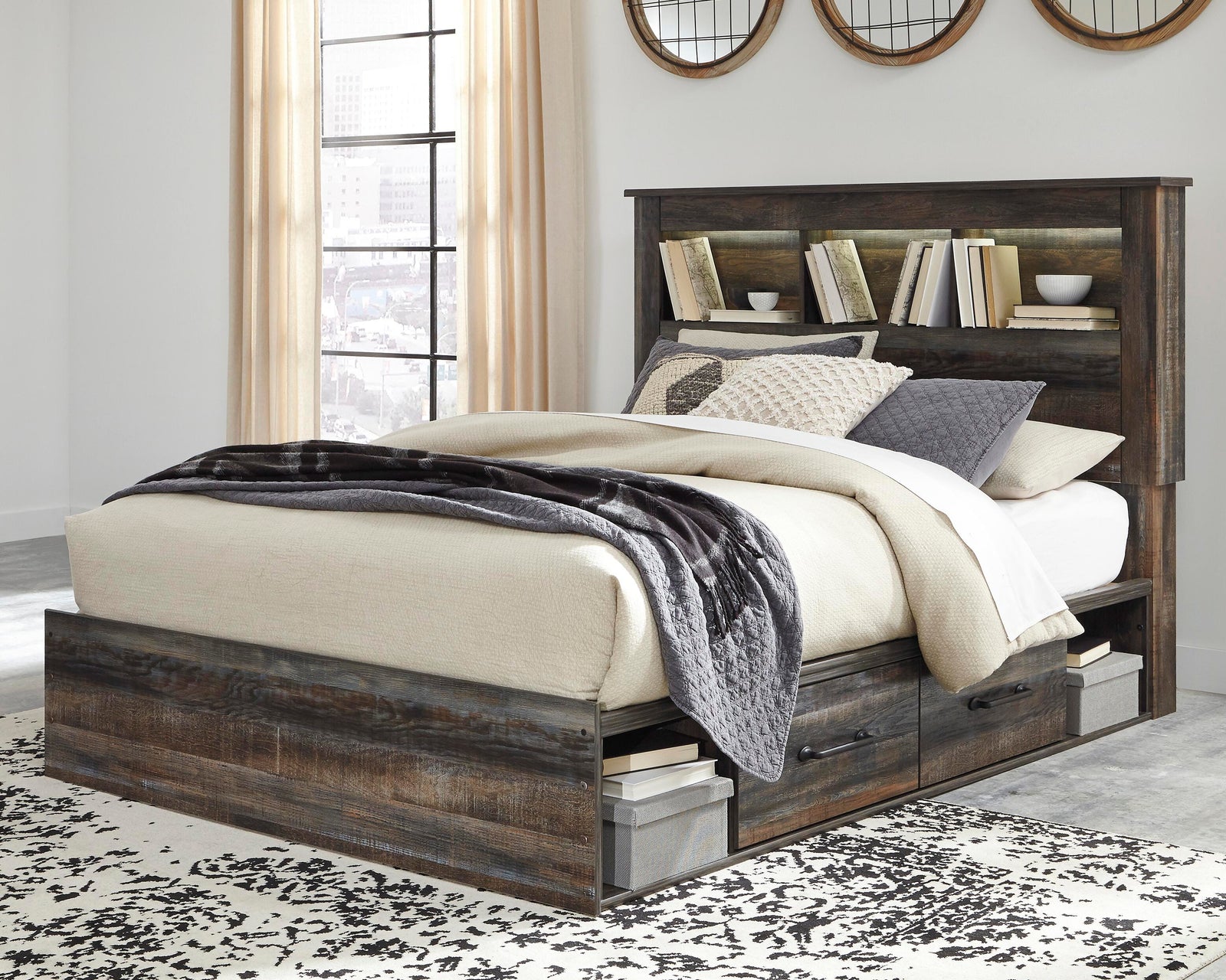 Drystan Bookcase Bed with 2 Storage Drawers - Multi (B211-SI) - Image 2