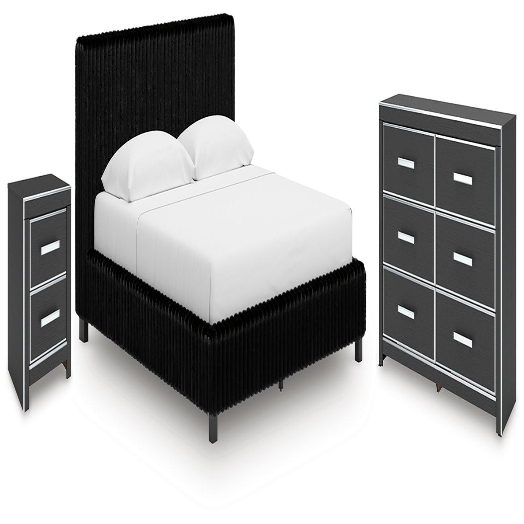 Zuraleus King Upholstered Bed, Dresser and Nightstand (PCB3380-SI)
