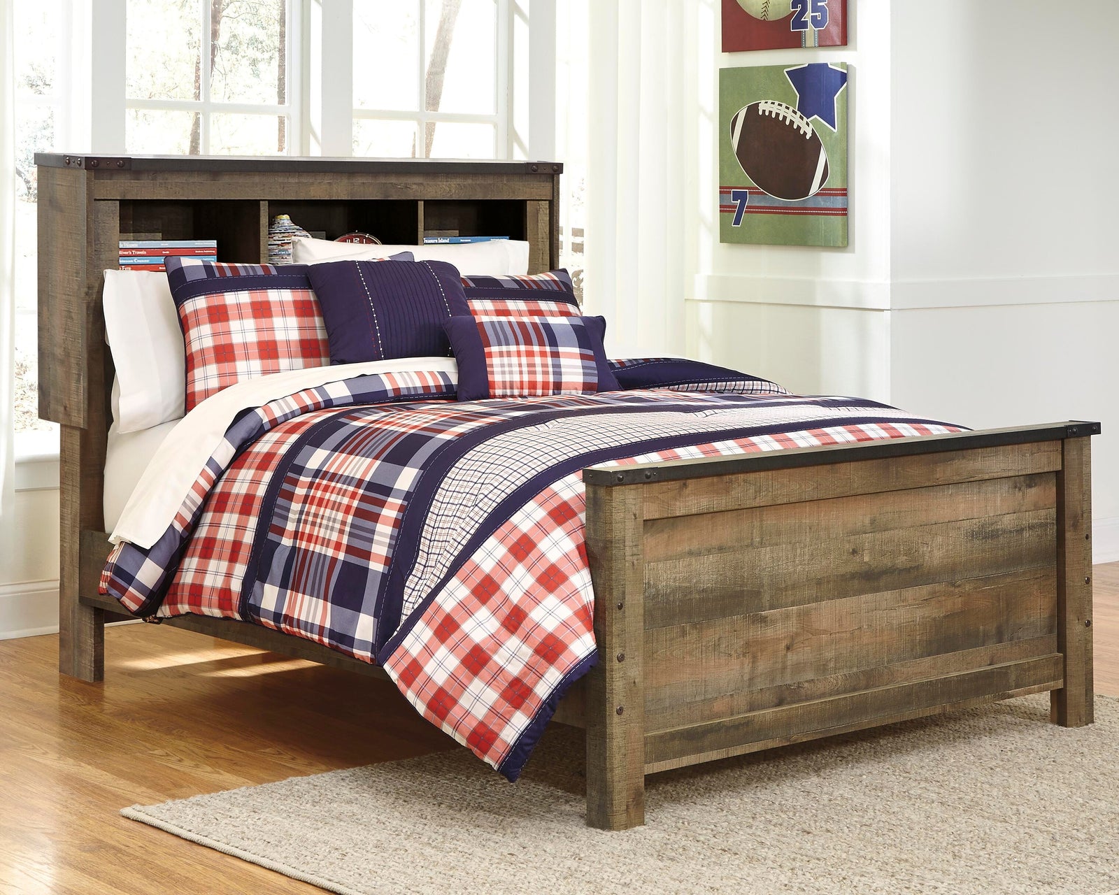 Trinell Bookcase Panel Bed (Youth) - Brown (B446-SI) - Image 2