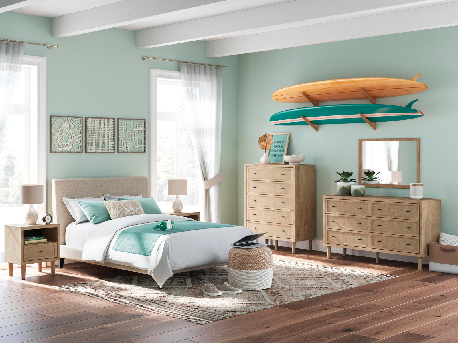 Cielden Upholstered Bed with Roll Slats (Youth) - Soft Gray (B1199-SI) - Image 10