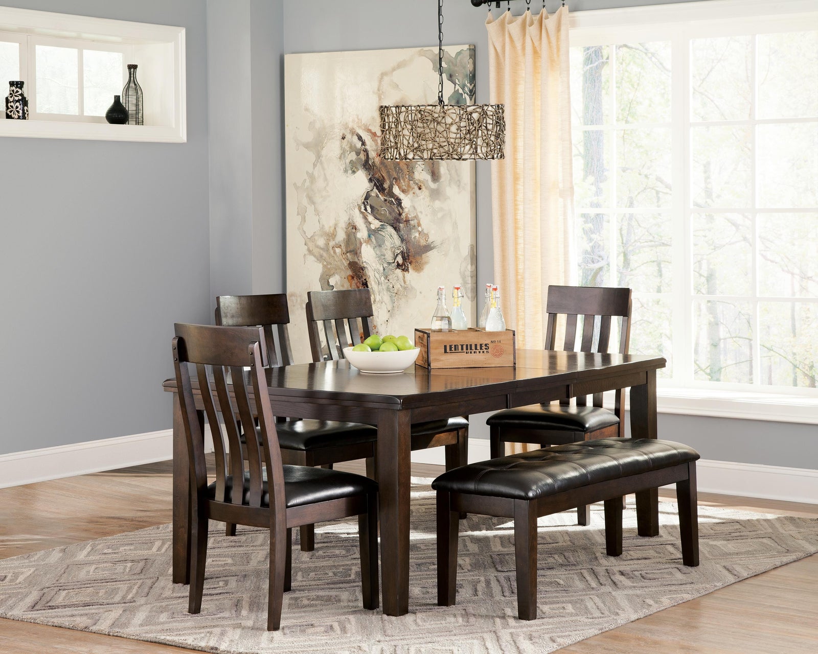 Haddigan Dining Table with 4 Chairs and Bench (D596-SI) - Image 7