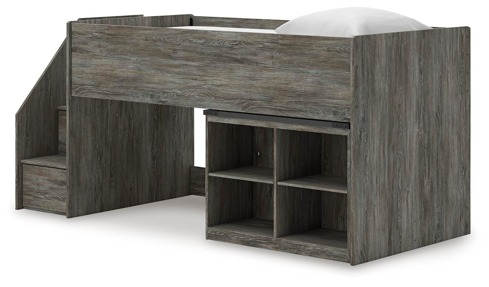 Frandern Loft Bed with Bookcase Storage (Youth) - Gray (B4480-SI) - Image 4