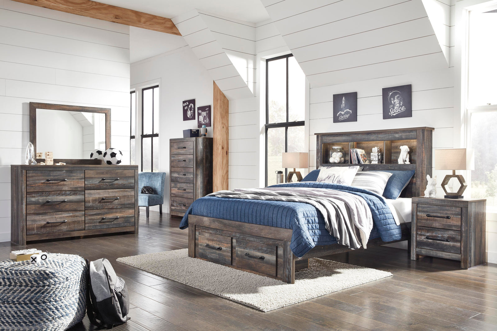 Drystan Bookcase Bed with 2 Storage Drawers (Youth) - Multi (B211-SI) - Image 3