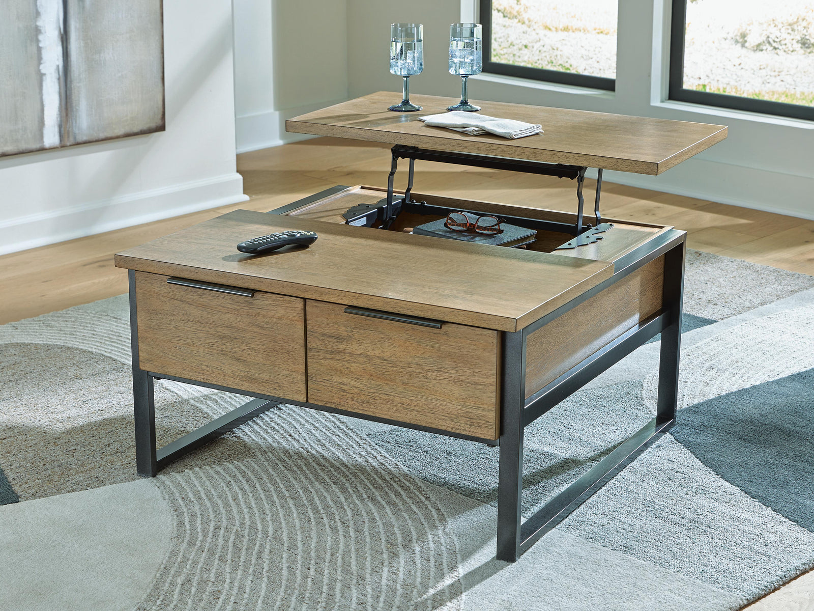 Montia Lift-Top Coffee Table - Light Brown (T602-SI) - Image 6