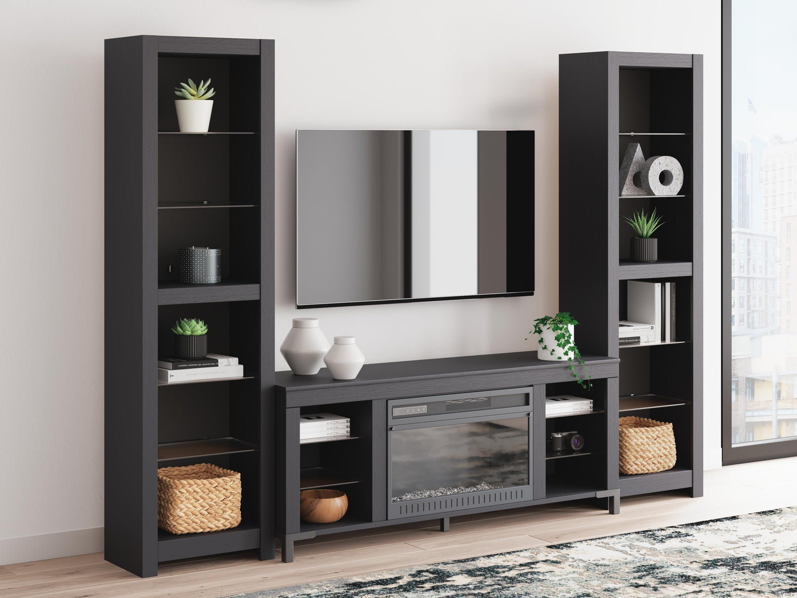 Cayberry 3-Piece Entertainment Center with Electric Fireplace (W2721-SI) - Image 6