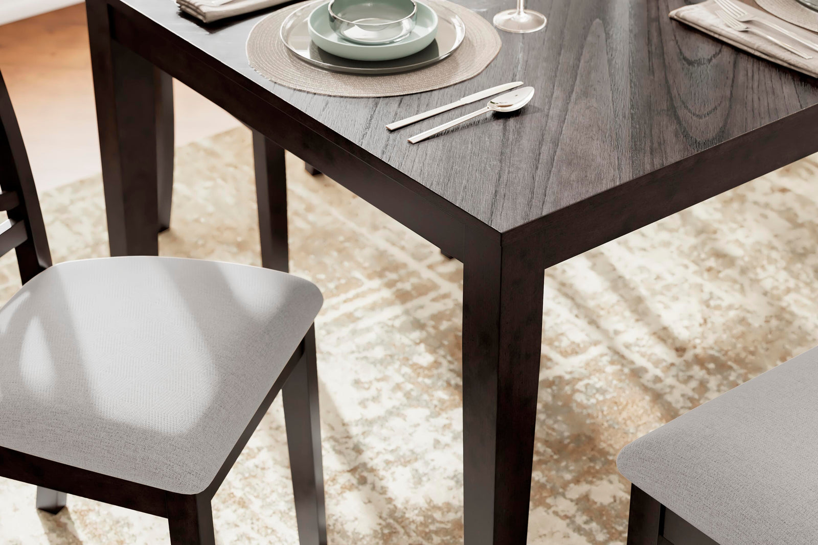 Langwest Dining Table and 4 Chairs and Bench (Set of 6) (D422-SI) - Image 4