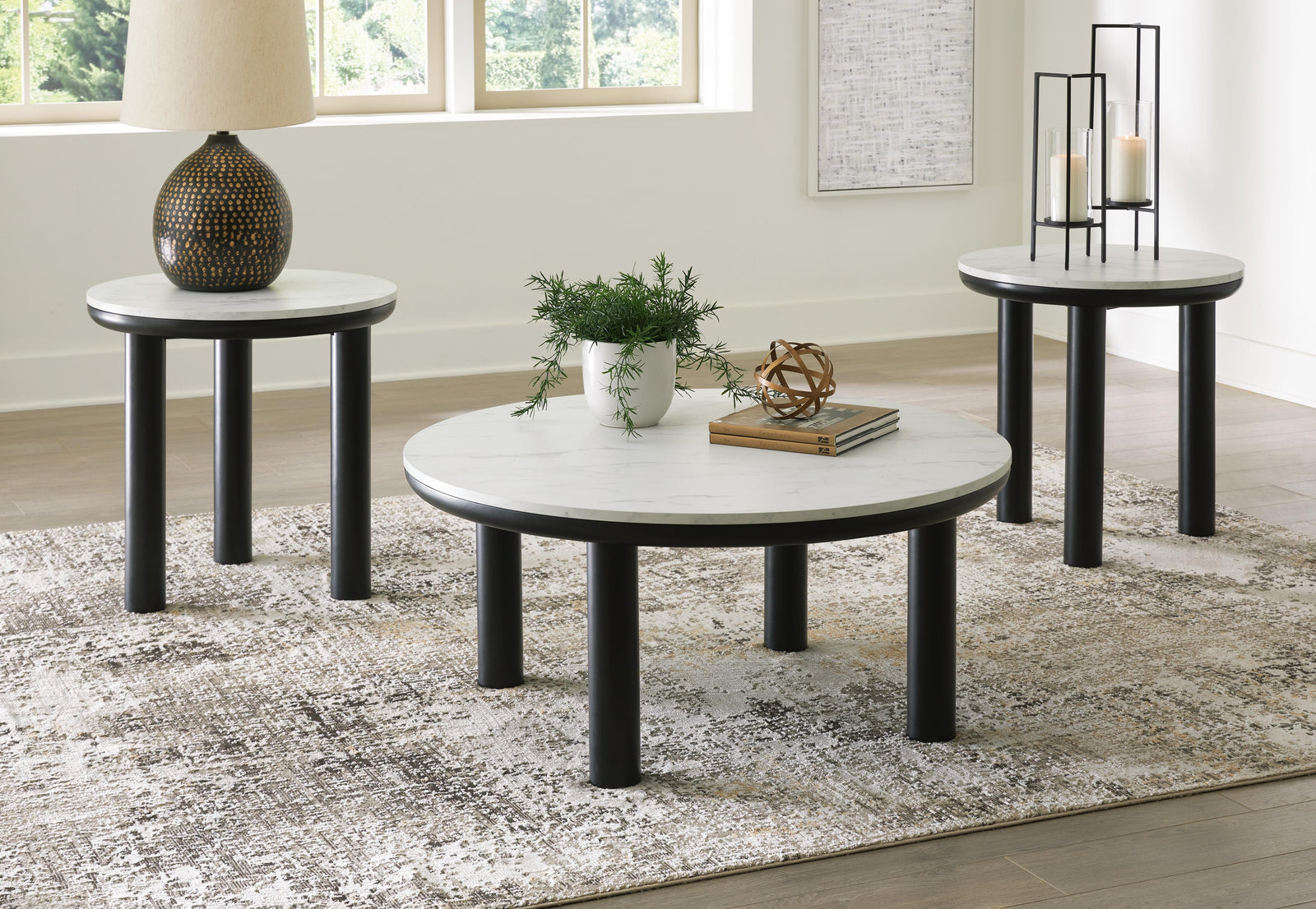 Xandrum Table (Set of 3) - Black/White (T159-SI) - Image 5