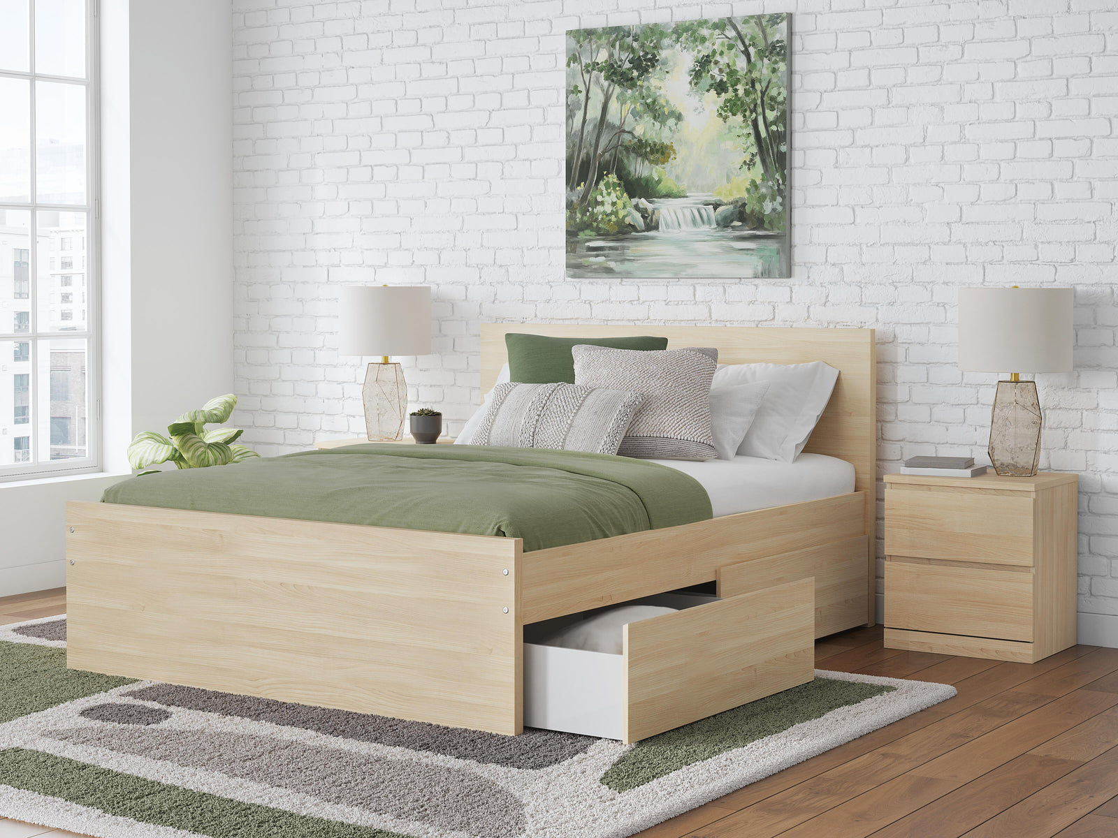 Onita Panel Platform Bed with 2 Side Storage (Youth) - Natural (EB9632-SI) - Image 9
