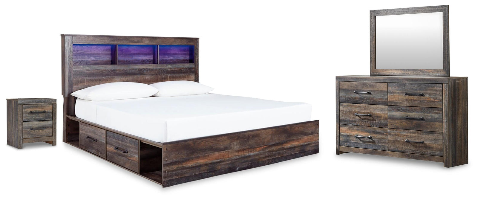 Drystan Panel Storage Bed, Dresser, Mirror and Nightstand (B211-SI)