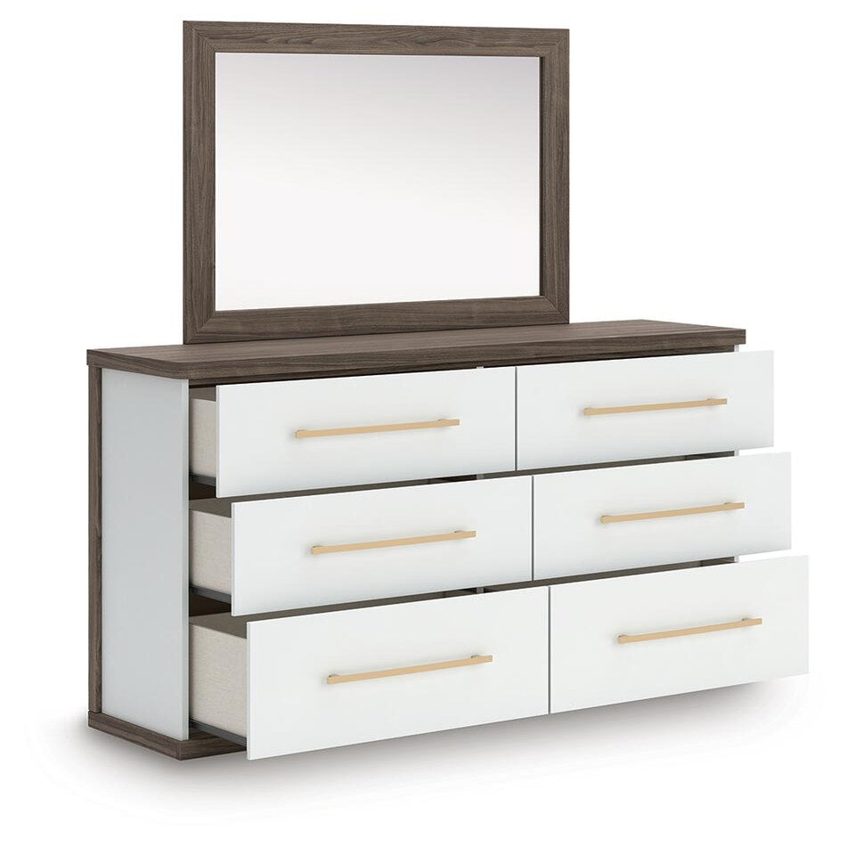 Kendanport King Upholstered Bed, Dresser and Mirror (PCB1108-SI) - Image 4