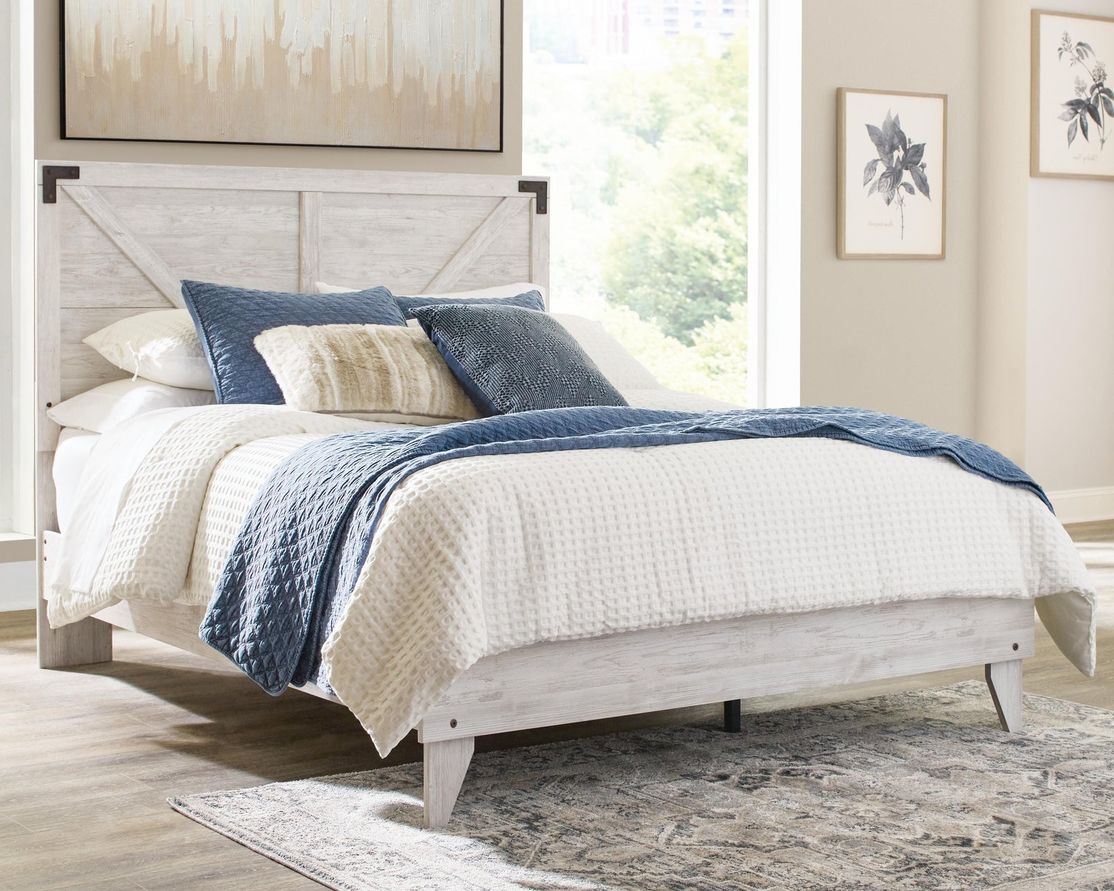 Shawburn Crossbuck Panel Platform Bed - White/Dark Charcoal Gray (EB4121-SI) - Image 2