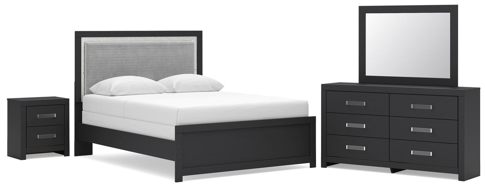 Maeling Queen Panel Bed, Dresser, Mirror and Nightstand (PCB1115-SI)