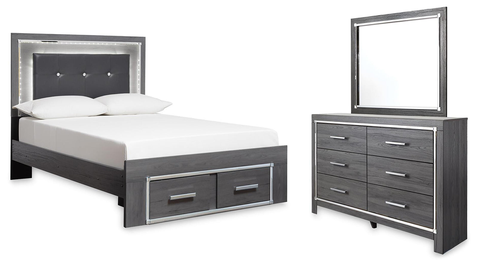Lodanna Storage Bed, Dresser and Mirror (B214-SI)