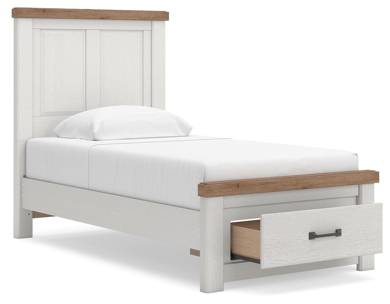 Savonport Panel Storage Bed (Youth) - White/Brown (B4615-SI) - Image 3
