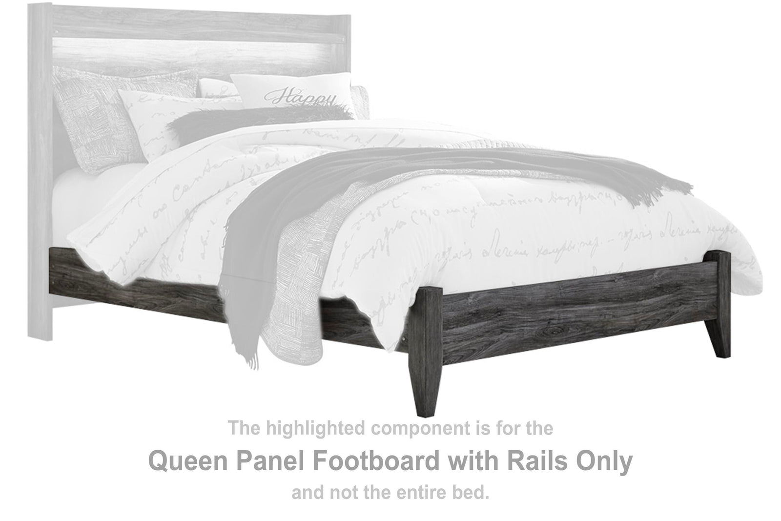 Baystorm Panel Footboard with Rails - Gray (B221-SI) - Image 2