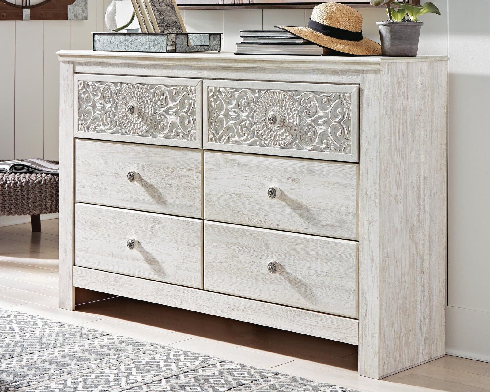 Paxberry Panel Bed, Dresser, 2 Chests and 2 Nightstands - Whitewash (B181-SI) - Image 20