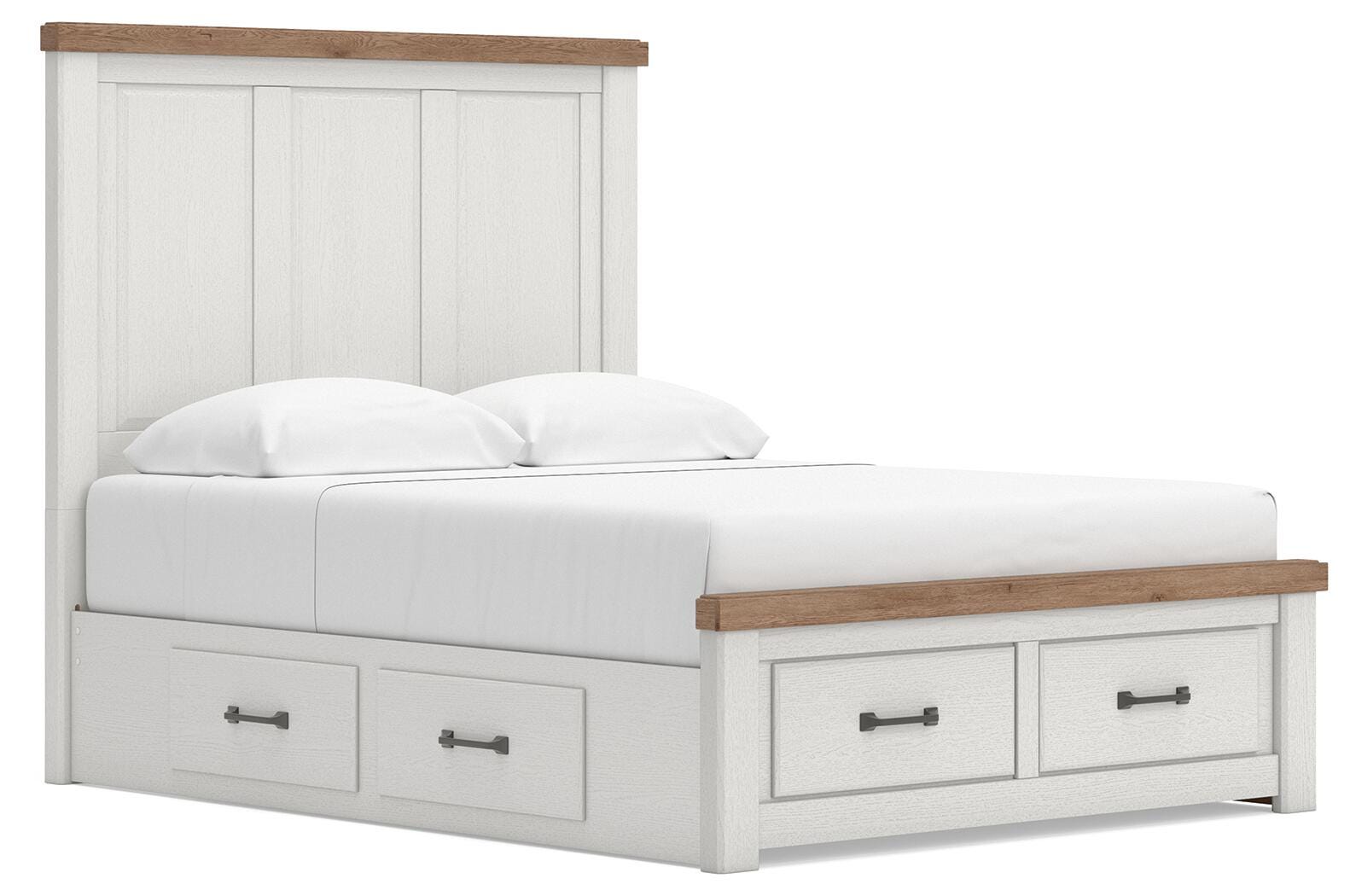 Savonport Panel Storage Bed - White/Brown (B4615-SI)