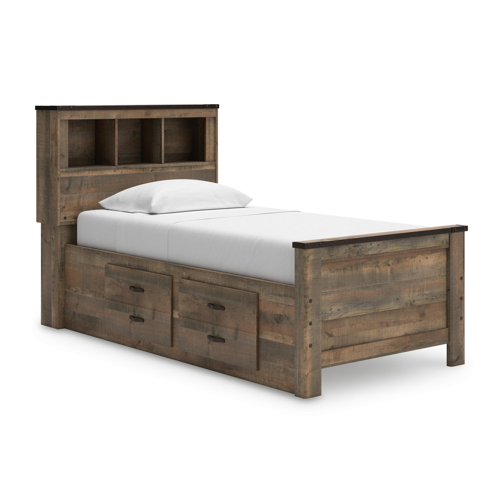 Trinell Bookcase Storage Bed, Dresser and Mirror - Brown (B446-SI) - Image 3